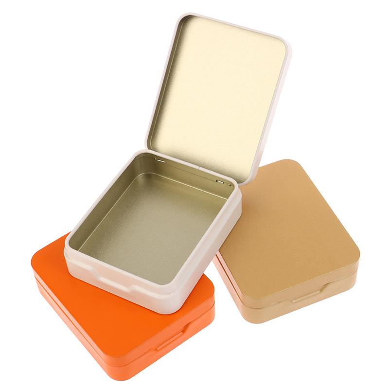 1Pc Tinplate Storage Boxes Metal Rectangular Empty Mini Box Tinplate Candy Pill Cases Hinged Containers Jewelries Organizer