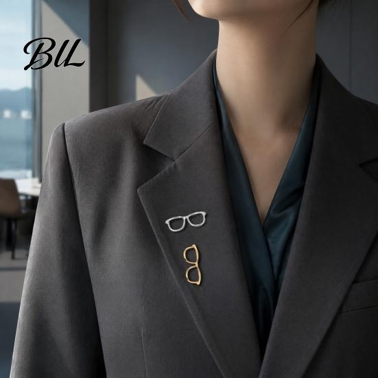 Suits Decorative Brooch Alloy Glasses for Men Women, Eyeglasses Shape Lapel Collar Pin Pin, Accessory Shirts Sweaters Versatile Outfits