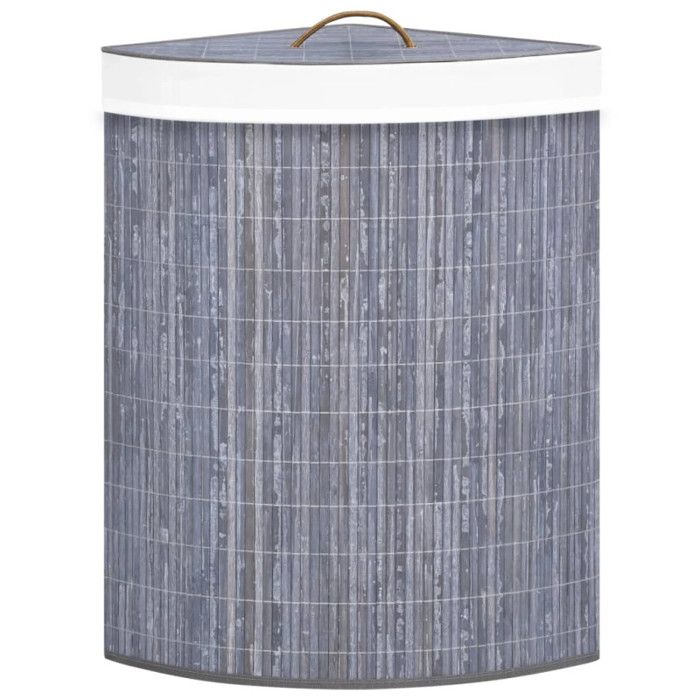 VidaXL Panier à linge d'angle Bambou Gris 60 L