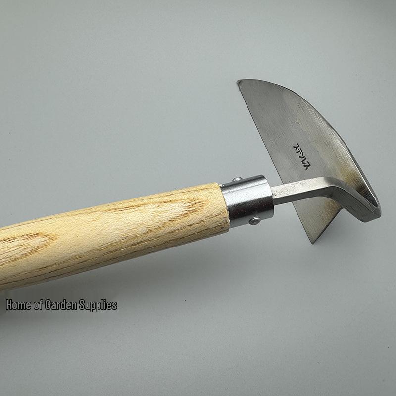 Camellia Wood Handle Japanese Stainless Steel Elbow Hoe and Sickle for Weeding and Cutting Vegetables.