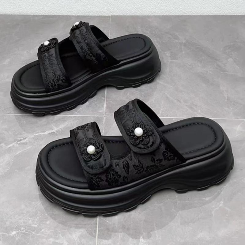 

Мода 2024 года женские сандалии на плоской подошве с открытым носком для женщин Модные повседневные мягкие женские сандалии тапочки женские Zapatos De Mujer 40 чёрный