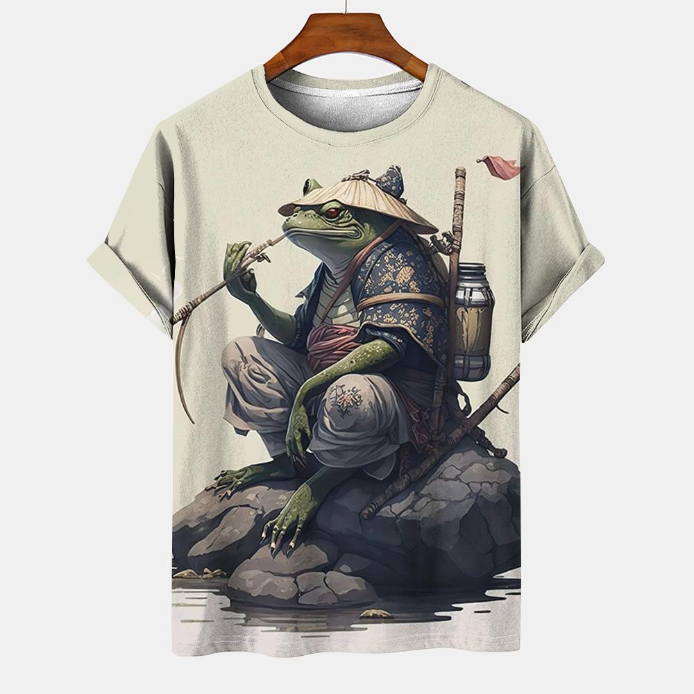 Men's Japanese T-Shirt Ukiyoe Animal Pattern T-Shirt 3D Printing