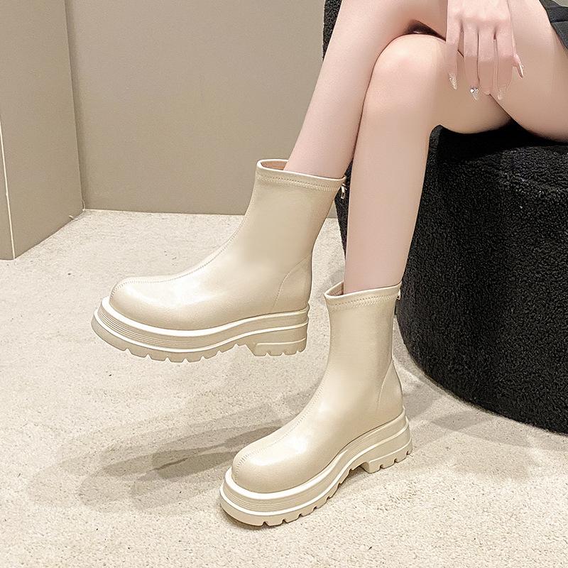 Martin Boots Women's Short Boots Thick-soled Women's Small Summer and Autumn Boots Medium Boots Chelsea Cigarette Boots Are Comfortable and Lightweigh