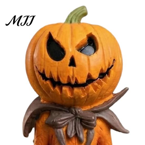 Halloween Pumpkin Man Figurine Figurine, Resin Figure, Classic Ghost Spooky Gentleman Statue for Office Face Desktop Ornament Home Tabletop Decoration