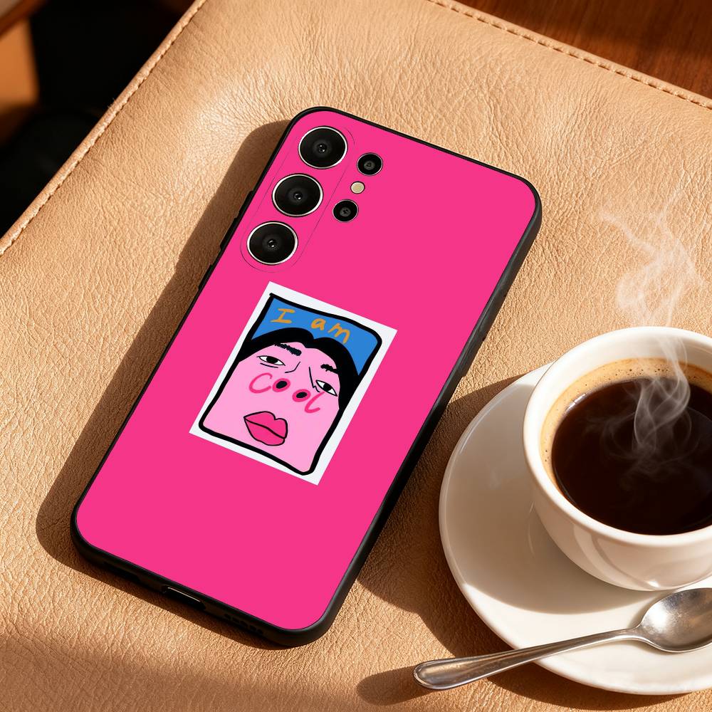 1PC F-Funny E-Exaggerated Face Emotion Phone Case For Samsung S26,S25,S24,S21,S22,S23,S30,Ultra,S20,FE,Lite,10,9,Black Cover