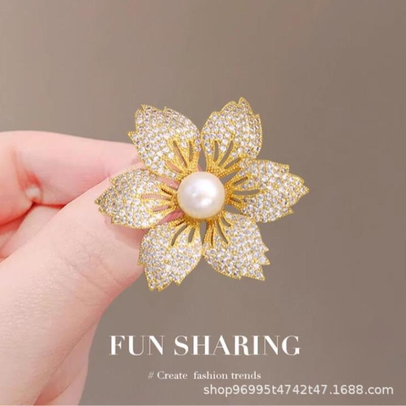 New Alloy Brooch High-end Niche Women's Peony High-end Pin Coat Suit High-end Versatile Brooch