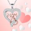 Mother's Day Gift Two Tone Full Rhinestone Heart MOM Pendant Necklace For Women Fashion Jewelry