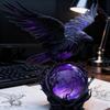 "Raven's Moonlight" Gotische Led Lamp – Mysterieuze Kraai Op Gloeiende Bol Sculptuur, 3D Holle Lantaarn Met Violet Licht