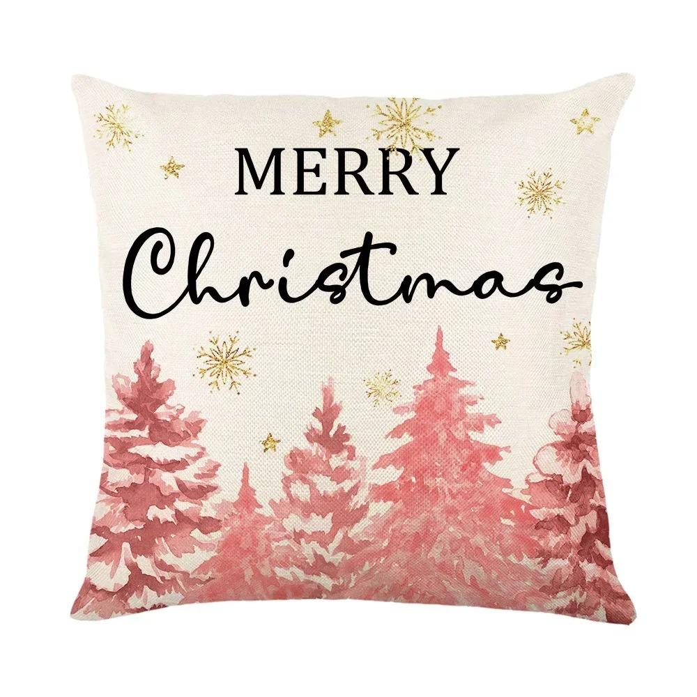 Christmas Day Party Decoration Pillowcase Santa Claus Dwarf Snowman Print Pillow Cover Sofa Room Home Decoration Christmas Gift