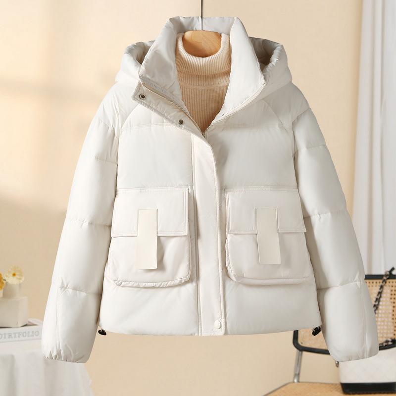 

Loose Hooded Warm Cotton Jacket Women s Short 2025 Winter Korean Version Cotton Clothes Women s Bread Jacket L бежевый