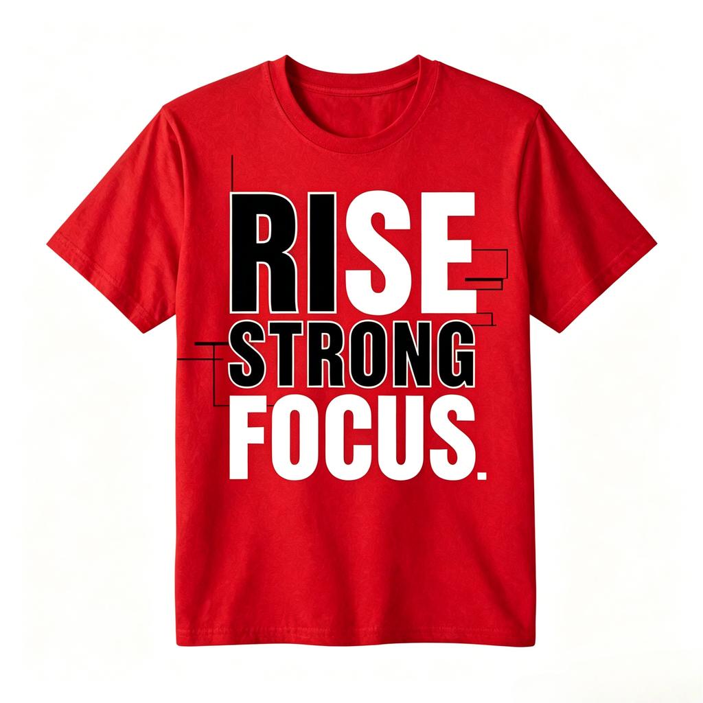 Unisex 100 Cotton Tshirt Rise Strong Focus Bold Contrast Letter Motivational Slogan Print Oversize Casual Short Sleeve Tee