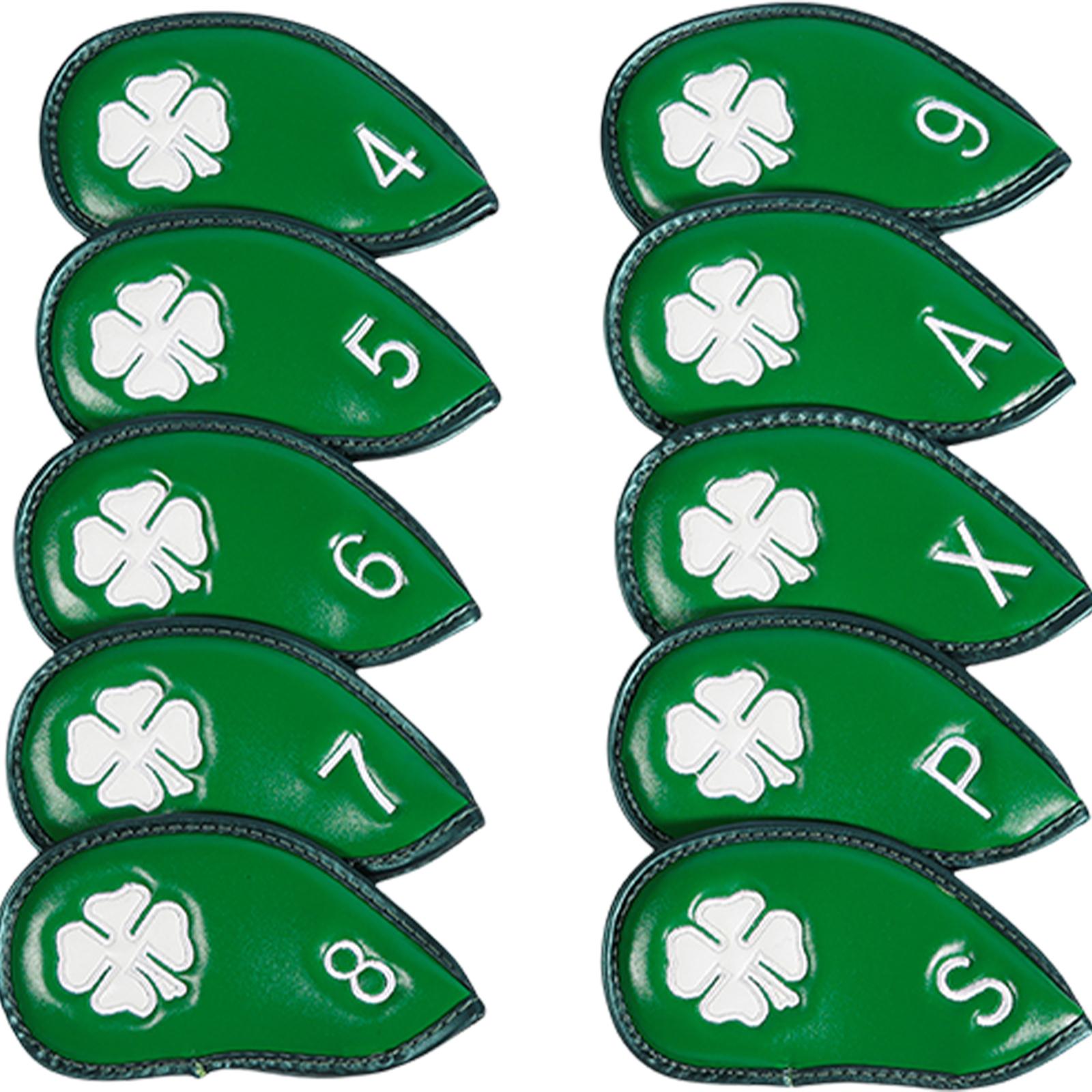 

10Pcs PU Leather Golfs Iron Head Cover Waterproofs Golfs Club Head Cover Putter Protector Golfs Headcover Protective Cover зелёный