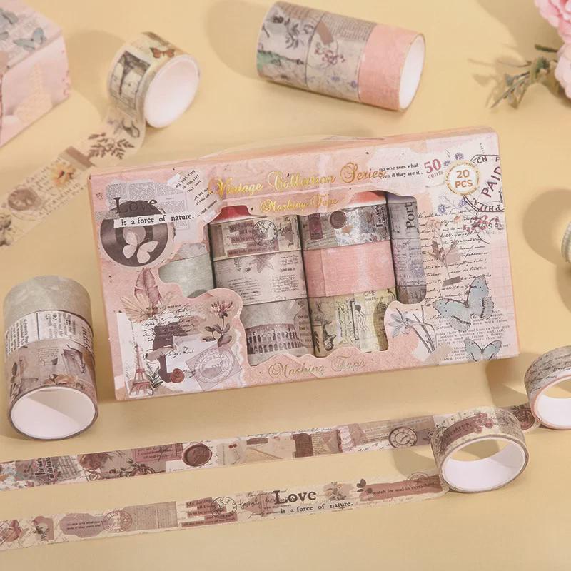 Cutie cadou cu autocolante de lux pentru tineri din grâu: 20 de role de bandă decorativă pentru manualele fetelor