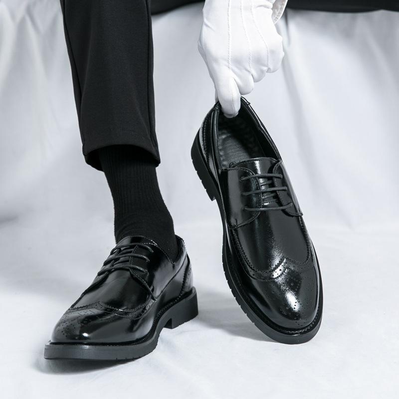 Men's Shoes Large Size Lace-up Brock Loafers Business Dress Leather Shoes Men's Foreign Trade Spring and Autumn Men's Casual Shoes