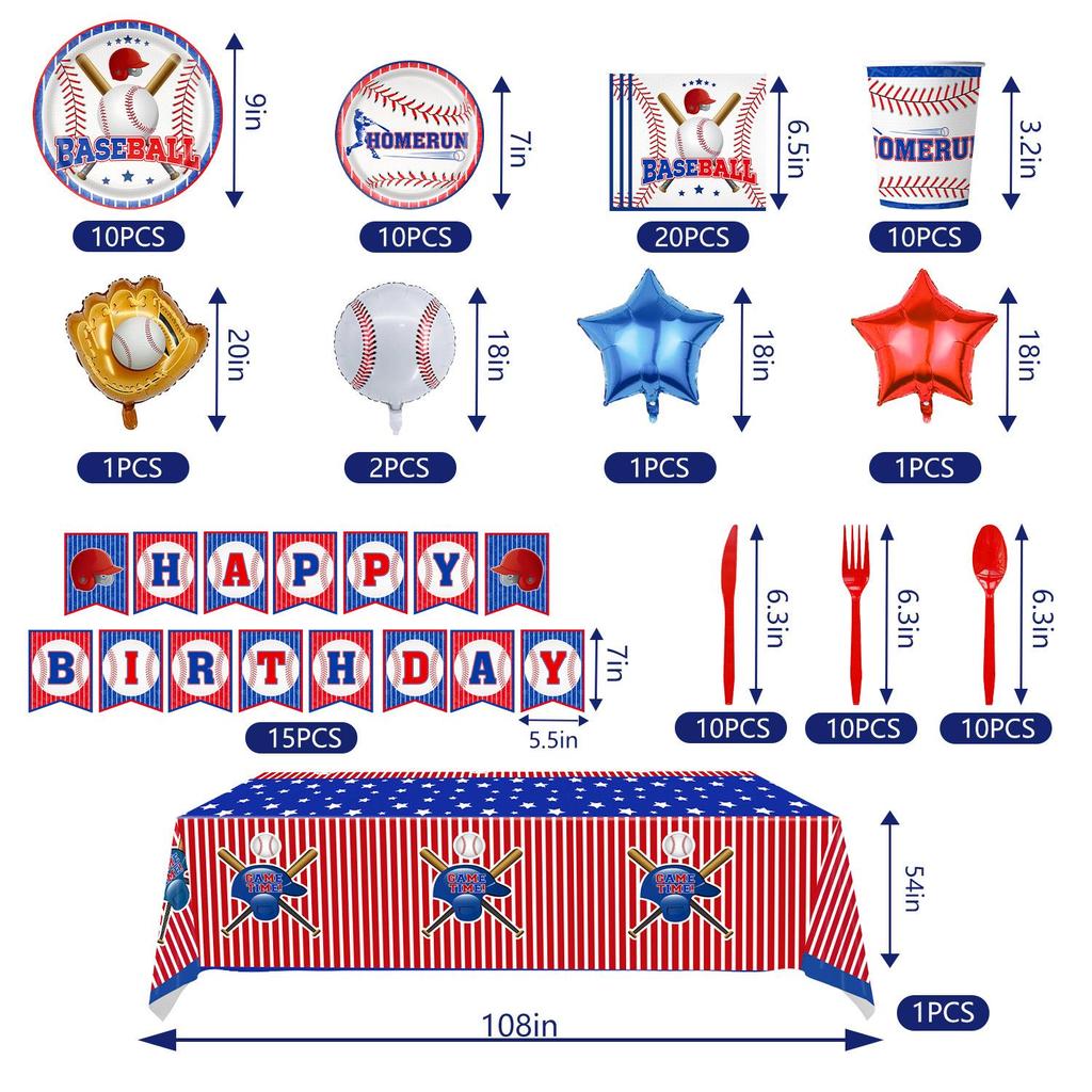 Cross-Border Sports-Themed Birthday Party Supplies: Baseball Paper Plates & Napkins, Football Tableware Set