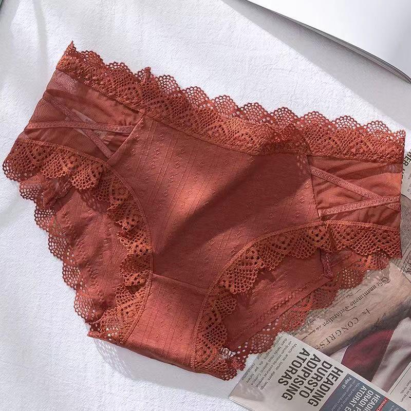 

Women s Seamless Lace Underwear - Pure Cotton Antibacterial Crotch, Mid-Waist Korean Style Briefs One Size
