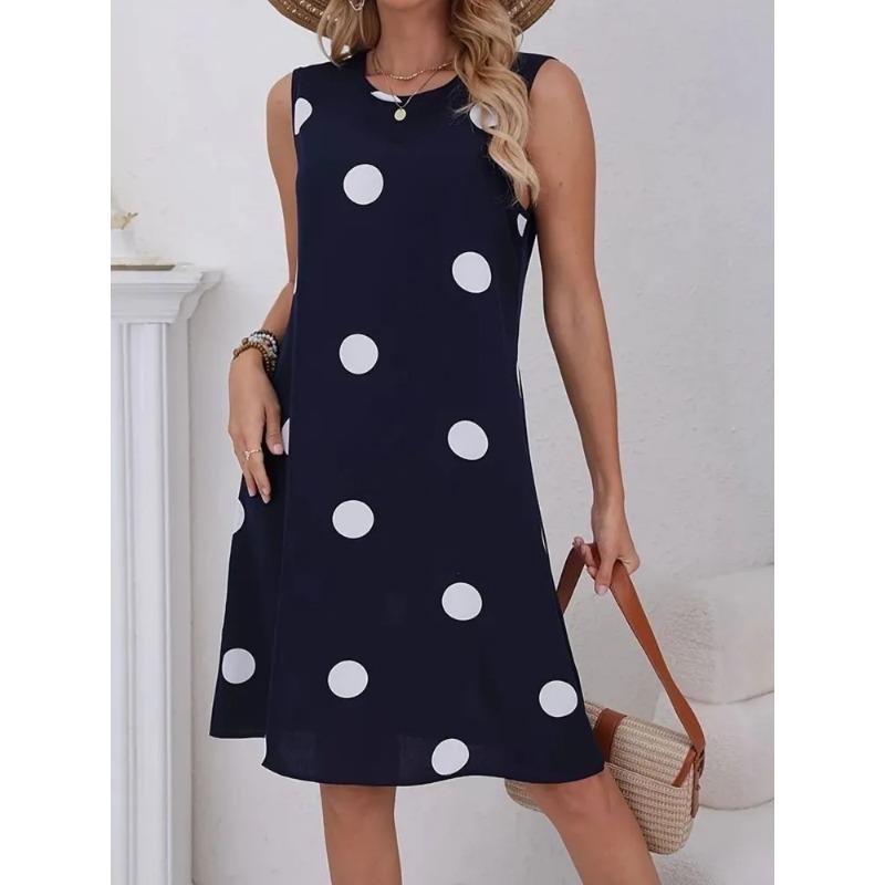 Robe d'été sans manches imprimée 3D pour femme Mode Polyvalente Tendance Respirante Décontractée