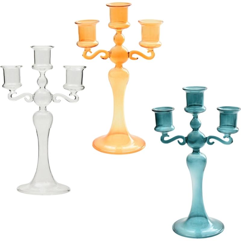 Decorative Candle Stands Glass Taper Candle Holders Candelabra Retro Candlestick Holders for Wedding,Table Centerpieces