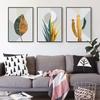No Framed Abstract Gold Green Leaf Canvas Painting Wall Art Pictures for Living Room Bedroom Wall Home Poster