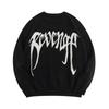 Unisex Oversized Crewneck Knit Sweater With Jacquard Streetwear Casual Cotton Pullover
