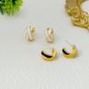 Simple Light Luxury Atmosphere Cross Contrast Color Drop Glaze C Word Stud Earrings Premium Feeling Earrings