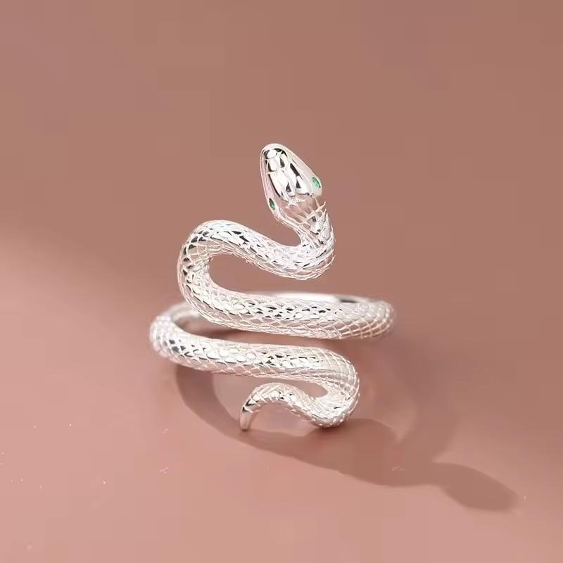 Ventfille   Einfache Kupferringe Für Damen Herren Finger Verstellbar Offen Retro Schlangenring Für Party Geburtstagsgeschenk resizable white