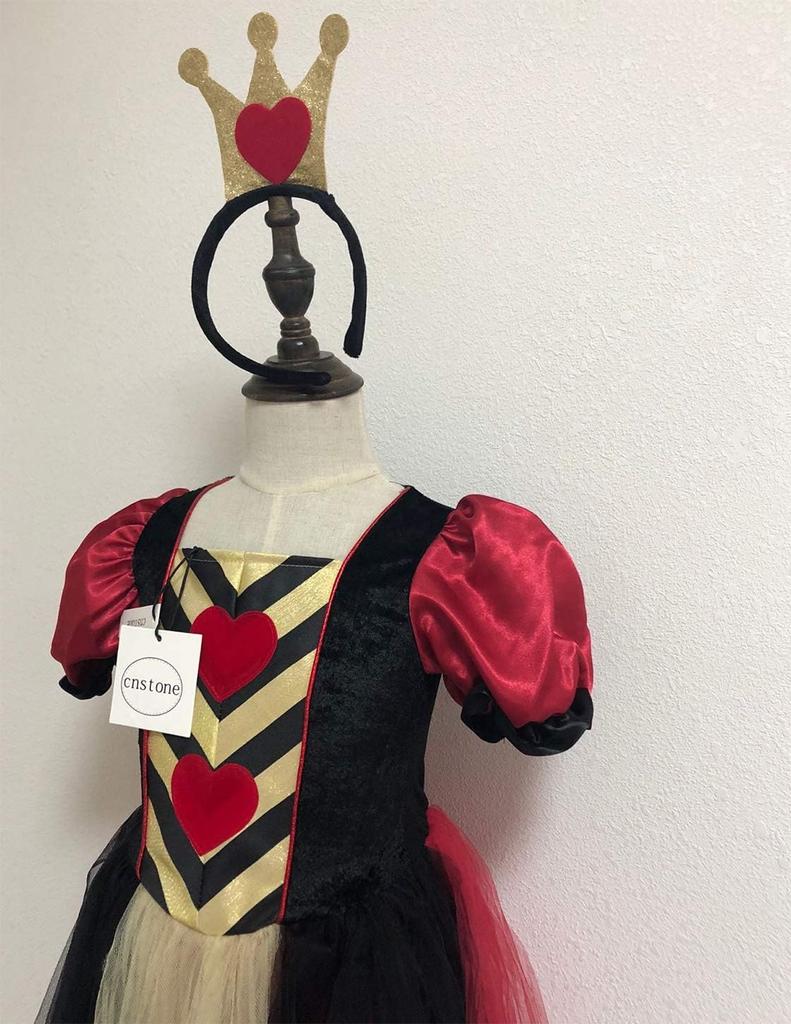 Alice in Wonderland Queen Fairy Tale Halloween Costume Height [cnstone] Children's Dress, Dress, Red, Girls' (Size 8T, 125-135cm)