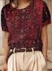 Blumenprint Rundhals Pullover Kurzarm Strickpullover für Damen - Sommer 2026 Edition