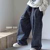 Girls' Korean Style Plaid Loose Long Pants
