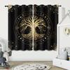 2 Pieces of Tree of Life Pattern Printed Curtains, Decorated In Black Gothic Style for Bedroom and Living Room