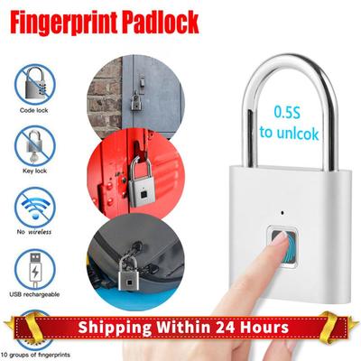 O10 Waterproof Smart Fingerprint Keyless Door Lock Rechargeable Security Padlock