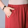 Elastic Waist Wide Leg Pants Cropped Pants Embroidered Women's Pants Cotton Loose Casual Pants Embroidered