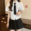 High School Large JK Short Pleated 3 Piece Set of 2 Balloons [SCGEHA] Uniform, Size, Cosplay, Plain, Black, Uniform, JK, Sleeve, Skirt, Tie, Set, (M)