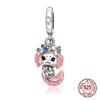 Copper Cute Pink Axolotl Walking Fish Pendant Charm Compatible With Authentic Charm Bracelets Women Do It Yourself Jewellery Gift