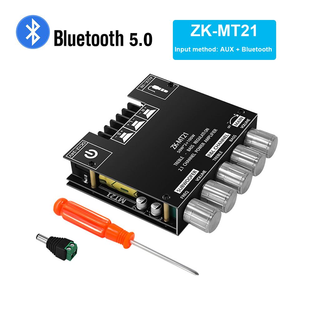 Bluetooth 5.0 Power Amplifier ZK-TB21 Amplifier ZK-MT21 Circuit Board 50W×2+100W Power 2.1 Channel Stereo Subwoofer Module