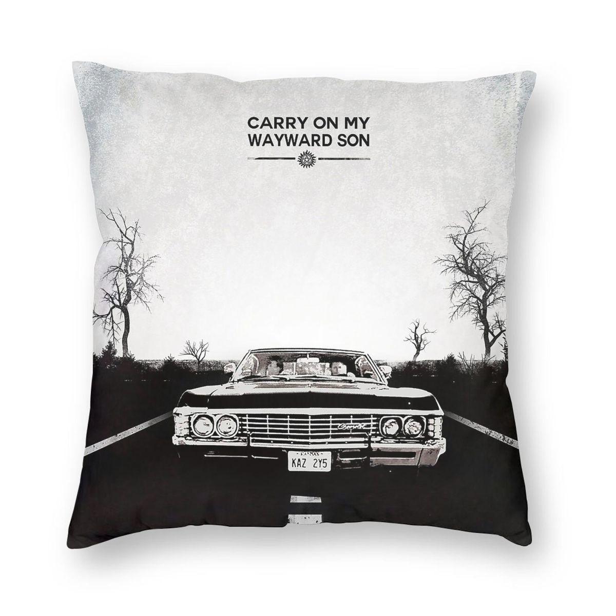 Supernatural Impala Demon Hunters Square Pillowcase Polyester Linen Velvet Printed Zip Decorative Sofa Seater Cushion Cover 30x30cm