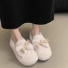 Mode 2024 Damen Neue Plüsch Warme Schneestiefel Herbst und Winter Modisches Schleifendesign Baumwolle Flache Slipper Loafers