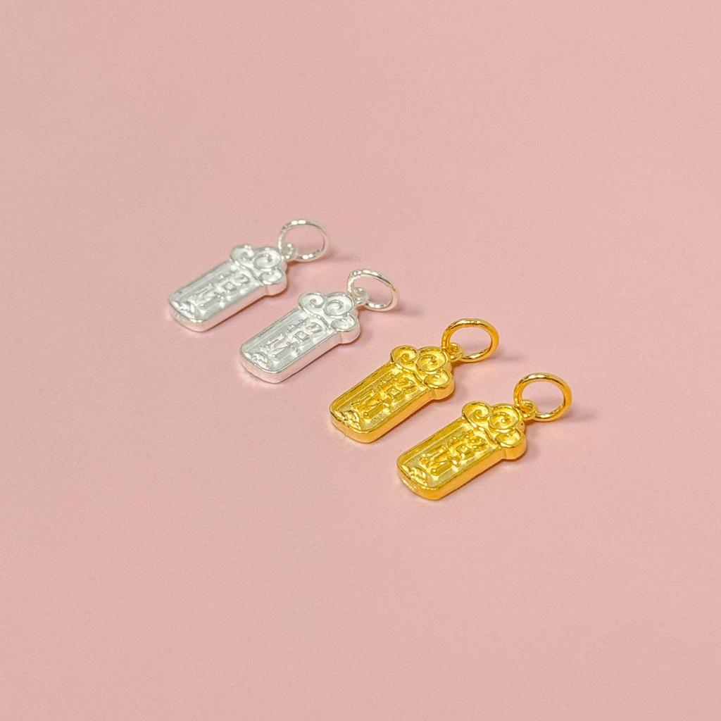 Sterling Silver Gold-Plated Wealth Pendant Charm for DIY Bracelet and Rope Weaving.