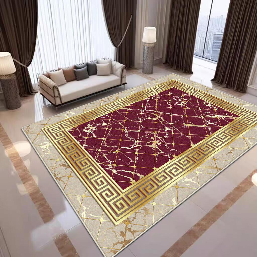 Chinese Style Gold Large Living Room Carpet Home Decoration Luxury Washable Coffee Tables Mat Light Luxury Lounge Rug Non-slip