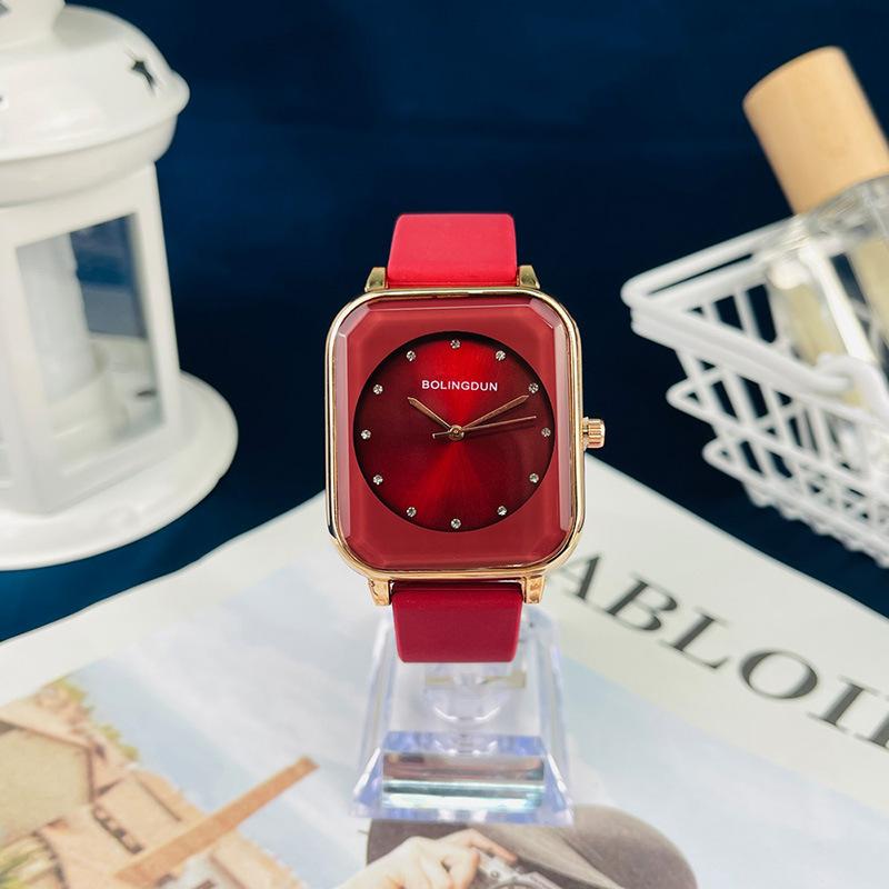 JYL Couple Watch Ins Style Square Casual Silicone Strap
