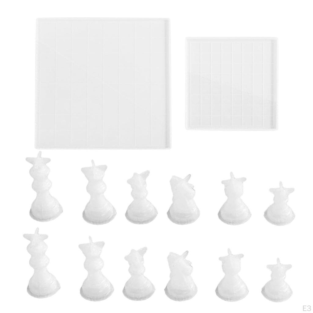1Set Chessboard Chess Pieces Epoxy Silicone Resin Casting for Checkerboard Making DIY