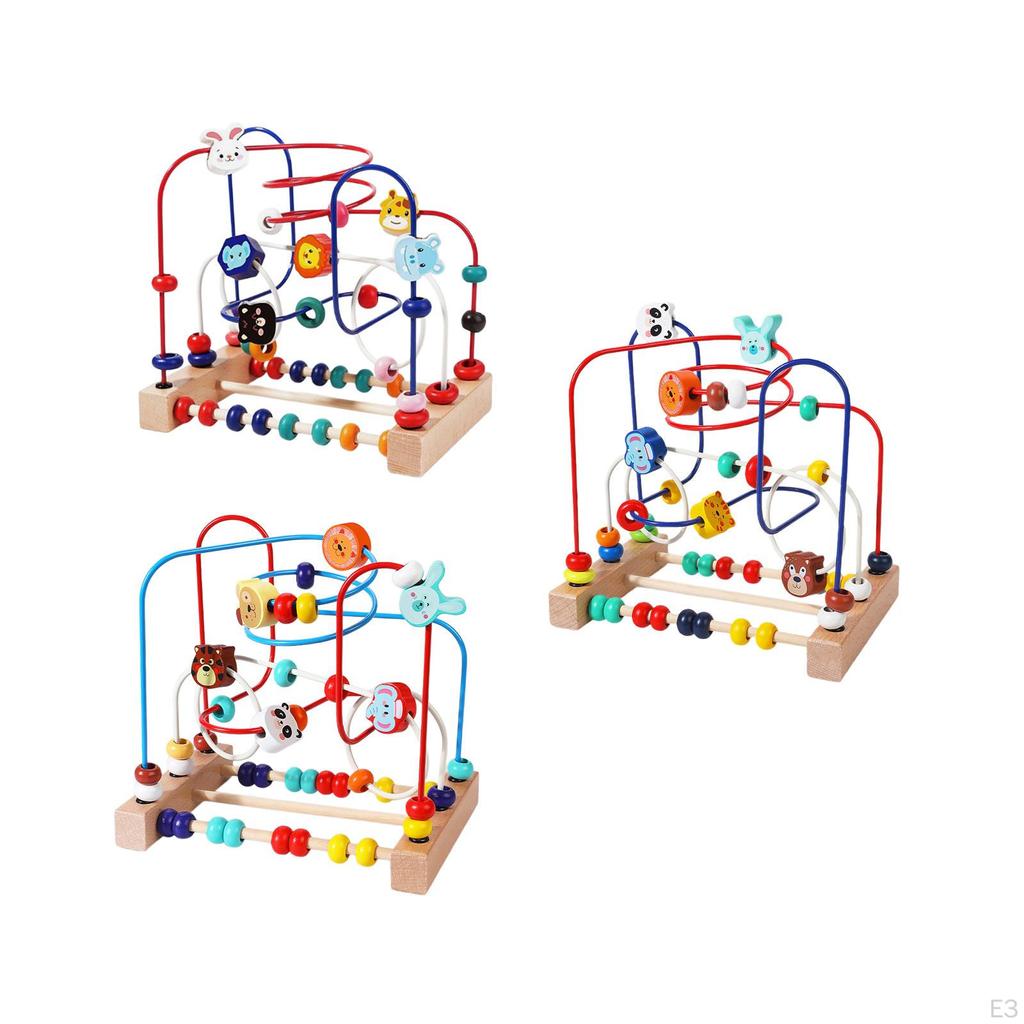 Bead Maze Puzzle Toy Fine Motor Skills Wooden Educational Abacus Circle for