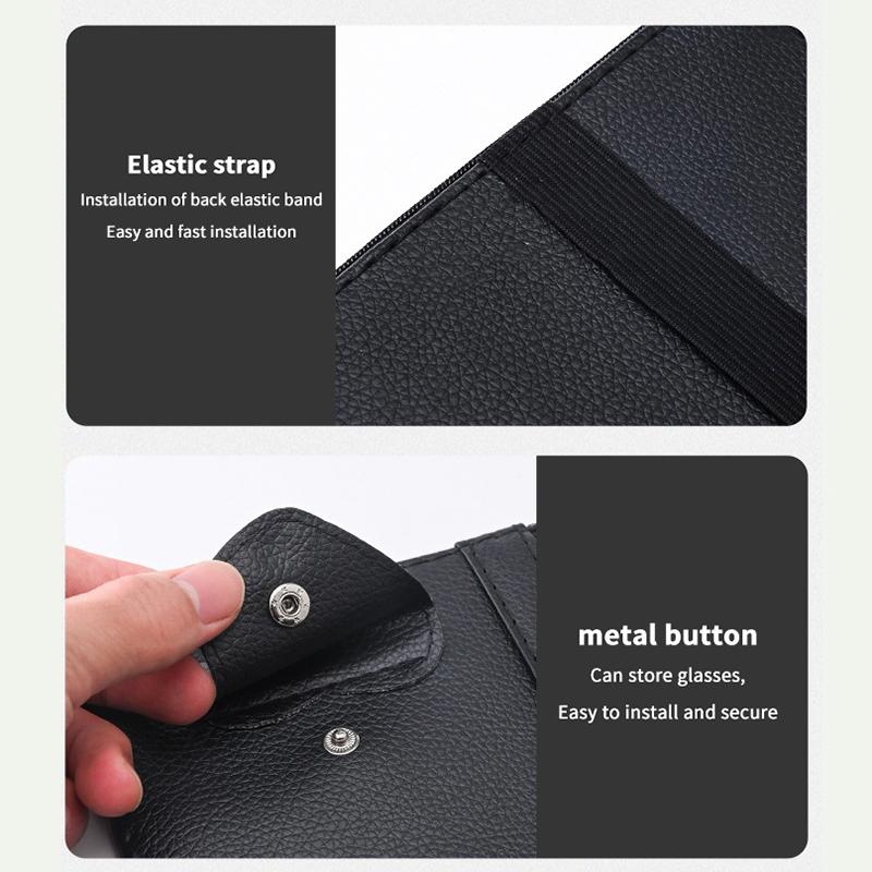 Sunshade Storage Bag Pu Leather Multi-Pocket Net Zipper Car Sun Visor Organizer Sunglasses Holder For Car Interior Accessories