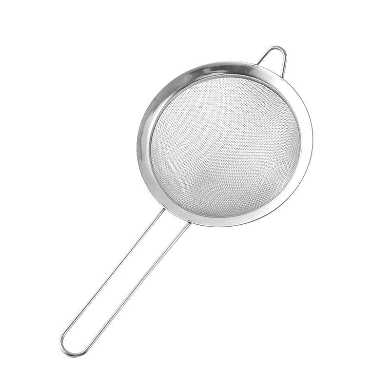 Stainless Wide Rim Sloped Mesh Strainer for Kitchen Draining and Straining