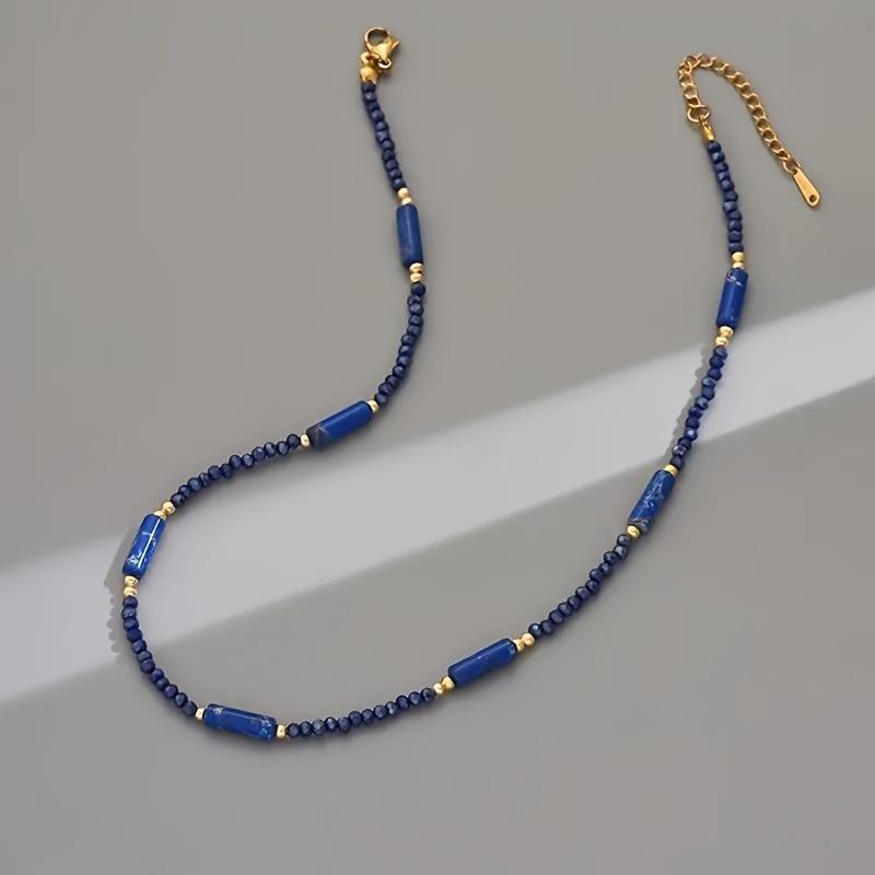 Women's Minimalist Blue Bead Necklace, Exquisite and able, Suitable for Jewelry Accessories Worn At Daily Parties