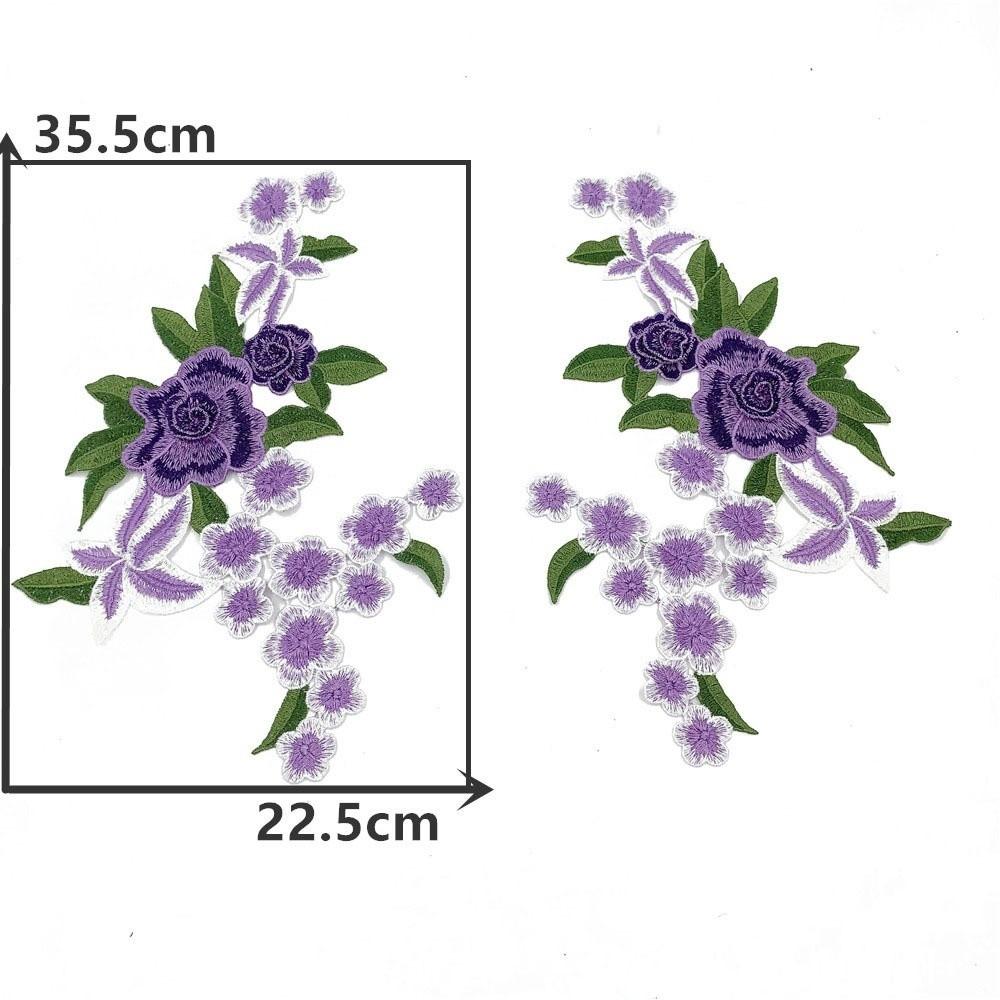 1Pair Polyester Fiber Embroidery Flower Patch DIY Handmade Clothing Accessories Embroidery Floral Applique Sew On Patch Hat