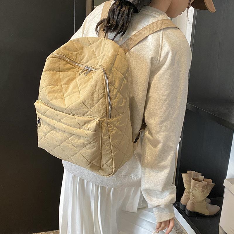 New casual rhombus versatile junior high school student backpack travel backpack large capacity simple