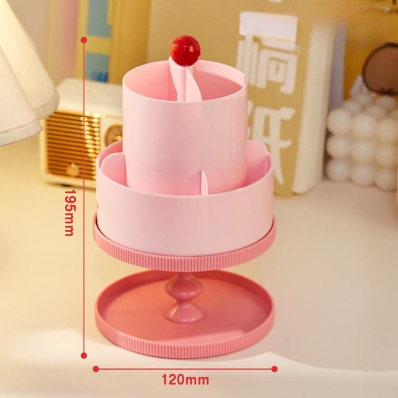 Princess Style Pen Holder Storage Box Organizer Ins Large Capacity 360° Rotation Children Girl Student Desktop Rotating Rack