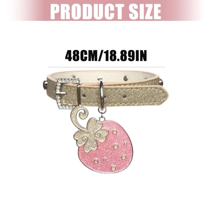 Strawberry Shaped Leather Collar Necklace With Sparkling Rhinestones For Casual Party And Street Fashion Fashion Accessories