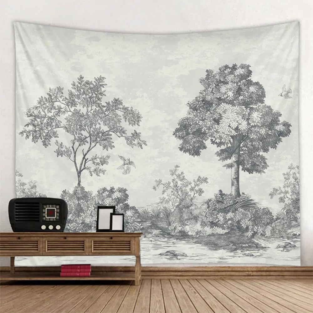Tropical Rainforest Tapestry European Style Jungle Wall Hanging Living Room Tapestry Home Wall Decoration Bed Sheets Picnic Mats